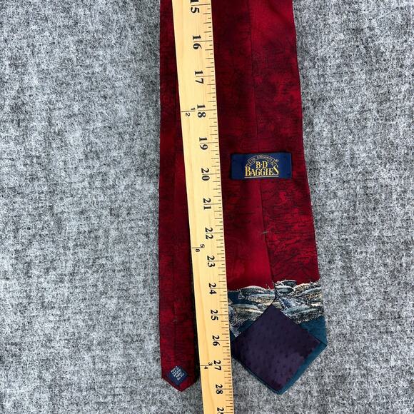 BD Baggies Silk Tie Mens Vintage USA Made Fish Print Novelty Naturecore - Picture 7 of 9